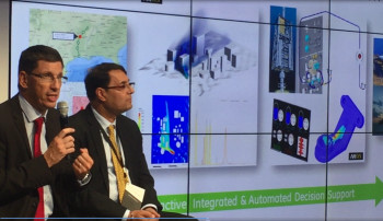 Eric Banegnie (left), vice president, ANSYS systems business unit announces partnership. Image courtesy of ANSYS.
