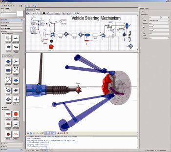 System level simulation in MapleSim features drag-and-drop functionality. (Image courtesy of Maplesoft.)