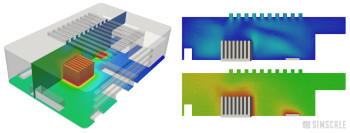 CHT simulation of a heat sink. Image courtesy of SimScale.
