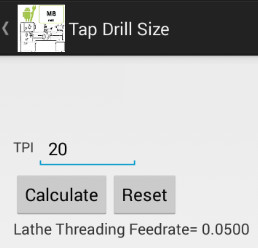 Figure 5. Tap drill size calculator.