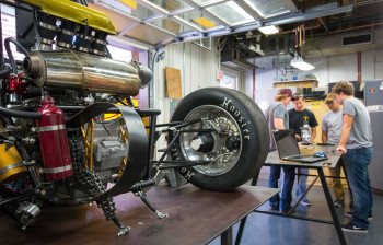 Mechanical engineering students from ASU plan how to improve last year’s Formula SAE car on a tight budget. Photo courtesy of Charlie Leight/ASU Now.