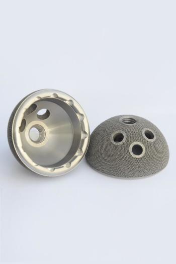 3D-printed trabecular hip implant with porous structure for bone growth. (Image courtesy of 3D Systems.)