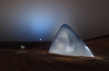Artist’s rendition of the Pratt Institute’s Mars Ice House habitat. (Image courtesy of NASA.)