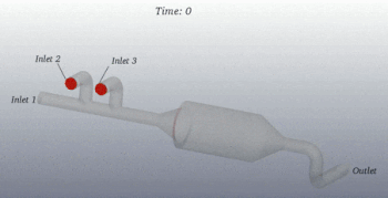 Animation shows two fluids mixing in a diffuser.