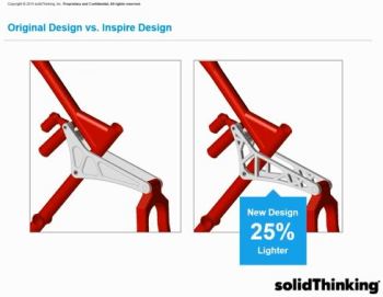 Part is much lighter thanks to Inspire. Image courtesy of solidThinking.
