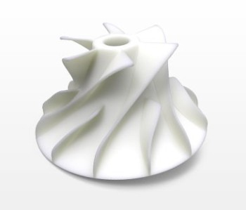 Plastic part made with selective laser sintering. (Image courtesy of Proto Labs.)