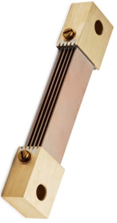 A shunt that connects directly to power bus bars. (Source: Riedon.)