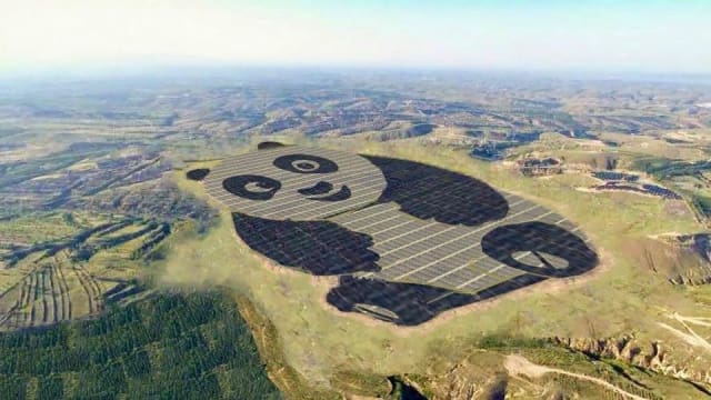 China's panda-shaped solar farm. (Image courtesy of China Merchants New Energy/Panda Green Energy)
