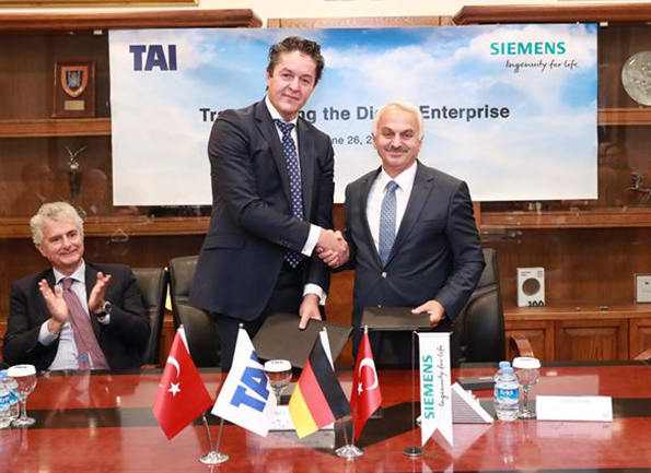 SHAKING HANDS ON THE BIG PLM DEAL. Representatives of the Siemens PLM and Turkish Aerospace Industries (TAI), shake hands at a signing ceremony in Ankara after the negotiations that landed the year's largest PLM contract. To the right, TAI’s CEO, Temel Kotil, to the left the representative for Siemens PLM. The agreement, worth about $15 million according to my calculations, is generally centers on developing a concept around digital twins. The Turkish aircraft developer and manufacturer has ambitions to grow vigorously from today's (2017) sales of nearly $2 billion to 5 billion in 2023, and advanced technology is the path to get there.