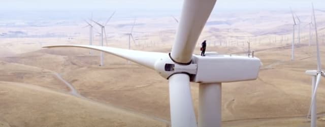 A technician services a wind turbine. (Image courtesy of NextEra Energy.)