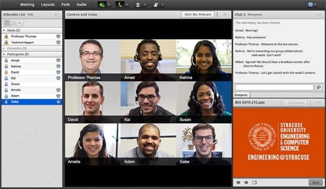 Screenshot of the Virtual Classroom used for Syracuse University’s online education. (Image courtesy of Syracuse University.)