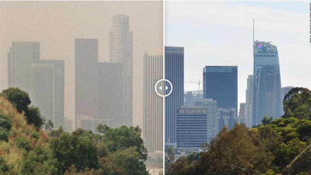 Los Angeles, Calif., before and after COVID-19. (Image courtesy of Reuters)