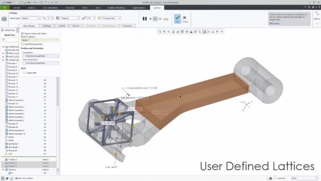 Creo 7 improves user-defined lattices with support for curves and surfaces. (Image courtesy of PTC.)