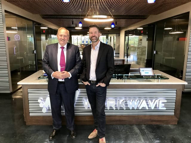 GROWTH THROUGH ACQUISITIONS. In November 2017, IFS made its largest acquisition to date with the purchase of American field service provider WorkWave. This company has established itself as a provider of highly scalable, cloud-based Software-as-a-Service solutions for field service, last mile delivery and logistics industries. It is primarily geared toward small and medium sized (SMB) service businesses, with specific vertical focus on pest control, lawn and landscape, cleaning and janitorial, heating/ventilation/AC, plumbing and electrical, and logistics. In the picture above are IFS’ CEO Alastair Sorbie and WorkWave’s chief, Chris Sullens.