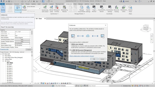 Revit Cloud Worksharing Feature in BIM Collaborate Pro. (Image courtesy of Autodesk.)