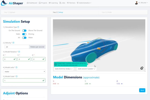 The AirShaper user interface is designed for ease of use. (Image courtesy of AirShaper.)