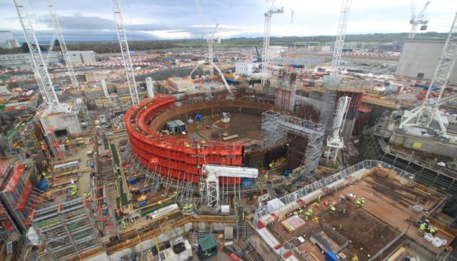 Construction of Hinkley Point C nuclear power plant (LR) with capacity of 3260 MW. (Image courtesy of EDF.)