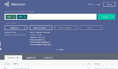 Matmatch main search page. (Image courtesy of Matmatch.)