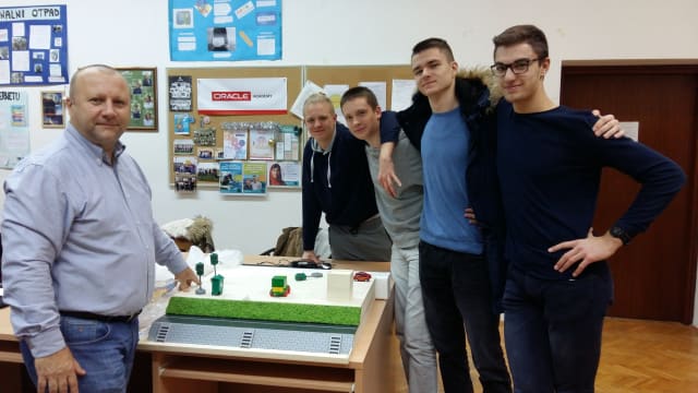 Davor Sijanovic and his team of students, from left, Matija Hardi, Matko Gasparic, Ivan Kolar and Marko Macura. (Image courtesy of Davor Sijanovic/Make: Projects.)