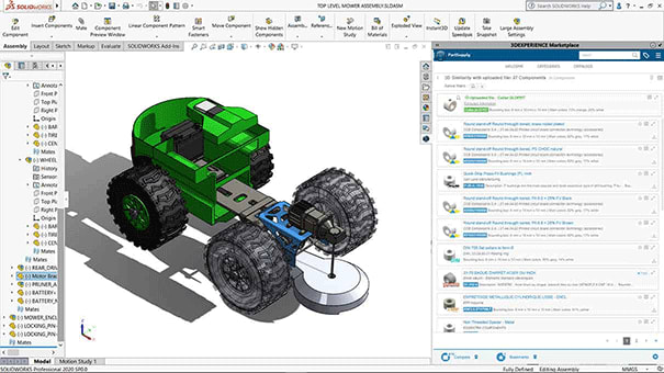Free add-in for SOLIDWORKS by Dassault Systèmes puts thousands of suppliers and services within easy reach. (Picture courtesy of Dassault Systèmes.)
