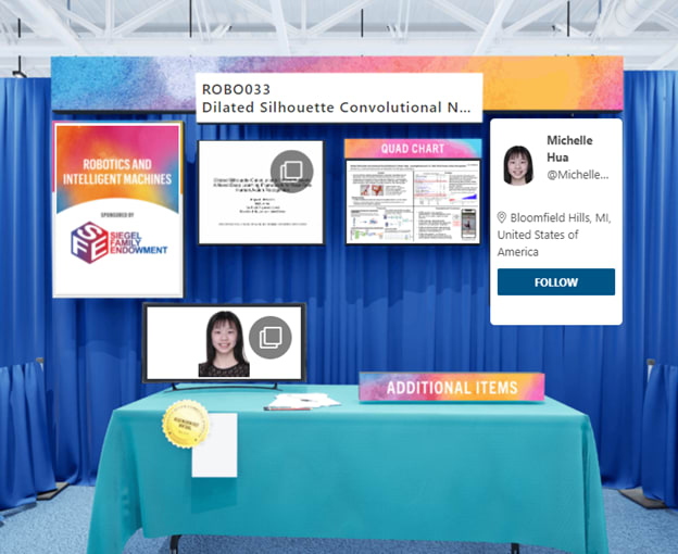ProjectBoard’s booth featuring Michelle Hua, the top winner at ISEF 2021. (Image courtesy of Society for Science & the Public.)