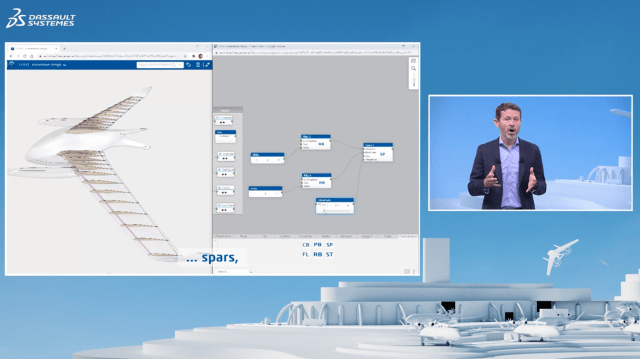 Olivier Sappin, CATIA CEO at Dassault Systèmes, highlighted how CATIA and SIMULIA capabilities integrate in the 3DEXPERIENCE platform (Image courtesy of Dassault Systèmes.)