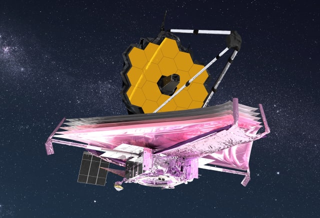 An artist’s rendition of the James Webb Space Telescope. (Image courtesy of NASA.)