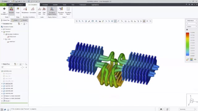 Screenshot of a thermal analysis in Creo 7.0. (Image courtesy of PTC.)