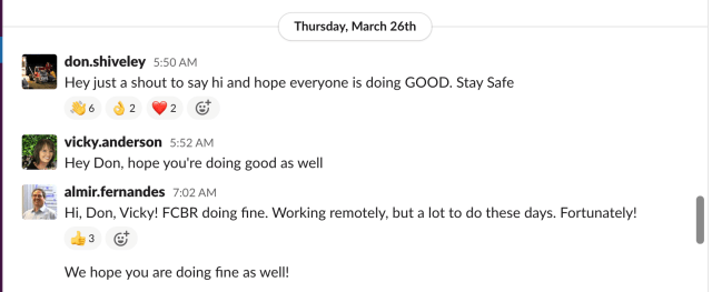 Screenshot of company demonstrating their communication and care.