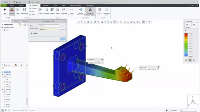 Using probes for parameter studies in Creo Simulation Live. (Image courtesy of PTC.)