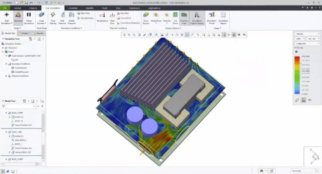 Airflow simulation in Creo Simulation Live. (Image courtesy of PTC.)