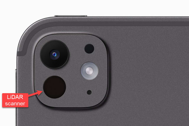 Here is the LiDAR scanner on the latest model of the iPad Pro. one 12 Pro. Image: Apple.