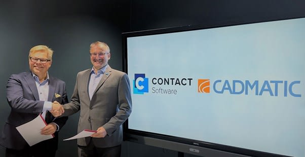 Cadmatic CEO Jukka Rantala and CONTACT Software CEO Karl Heinz Zachries. (Image courtesy of Cadmatic.)