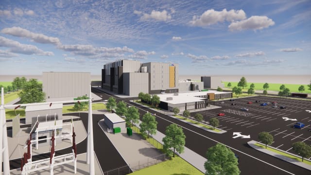 An artist’s rendering of the planned EcoProBM cathode manufacturing facility in Bécancour, Que. (Image: Ford Motor Co. of Canada, Ltd.)
