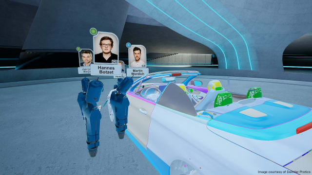 Screenshot of Engineering Hub, Daimler Protic’s Unreal Engine-based collaborative VR environment. (Image courtesy of Daimler Protics.)