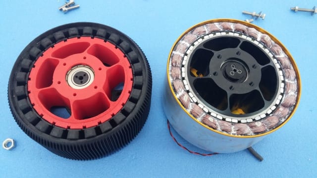 A 3D-printed version of the wing tip motor (left) was produced in 20 hours on the Stratsys Fortus 450mc Production 3D Printer in FDM ABS material until the final motor (right) was delivered. (Image courtesy of Eviation.)