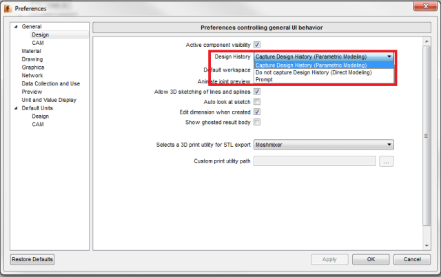 in Fusion 360, users can switch between Parametric and Direct Modeling mode. (Imagem cortesia de Autodesk).