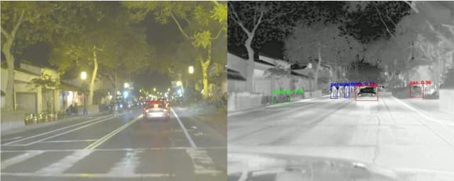 Comparing visible light to infrared cameras, the thermal camera classifies well in visually cluttered environments.