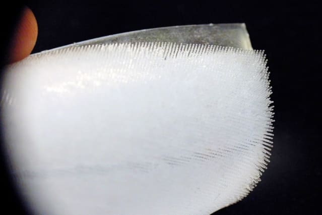 Engineers at MIT can predict how beds of tiny, soft hair, such as those that line surfaces inside the human body, will bend in response to fluid flow. (Image courtesy of MIT.)