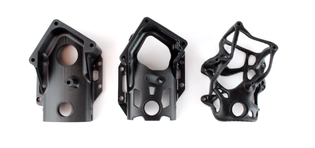 An example of using generative design to remove material from a part. (Image courtesy of Carbon.)