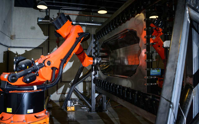 Robotic sheet forming is the first process enabled by Machina’s patented manufacturing platform. (Image: Machina labs)