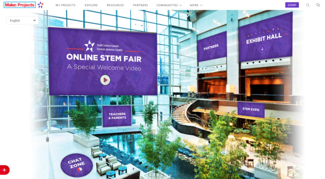 Youth Science Canada’s virtual fair was designed to simulate a real-life STEM event using ProjectBoard. (Image courtesy of Make: Projects.)