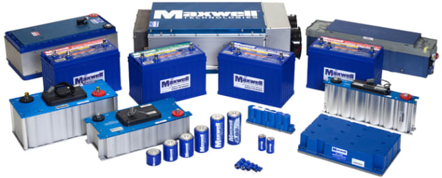 Maxwell ultracapacitors and supercapacitors. (Image courtesy of Maxwell Technologies.)
