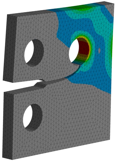 Automating accurate crack propagation with SMART Fracture in ANSYS Mechanical. (Image courtesy of ANSYS.)