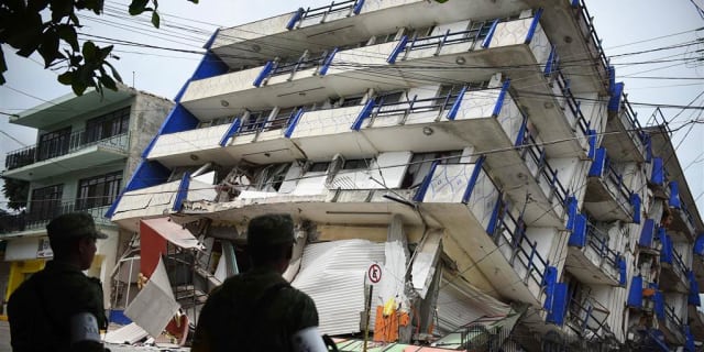 Hotel in Mexico City wrecked by earthquake this month. (Image courtesy of Angel Hernandez/EPA.)