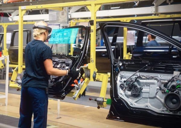 Volvo has been experimenting with AR on its assembly lines using Microsoft's HoloLens. (Image courtesy of Microsoft.)