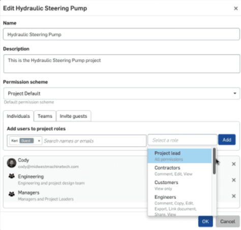 Adding members to a project. (Image courtesy of Onshape.)
