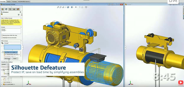 A silhouette defeaturing command should save you time on large assemblies – and protect you IP.