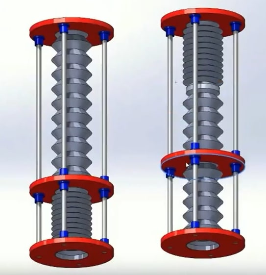 Flexible parts are available for modeling elastic components, like bellows, springs, etc.