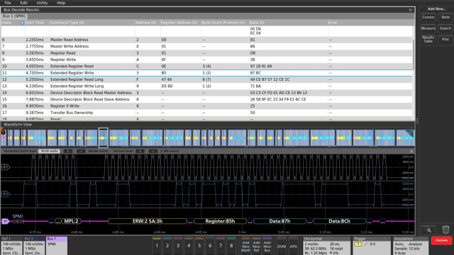 SPMI Decode Results Table. (Image courtesy of Tektronix.)